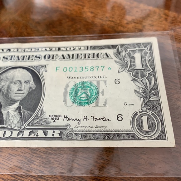 1963A $1 Federal Reserve Star Note Atlanta One Dollar Bill F00135877* 1963 A low - Picture 3 of 8